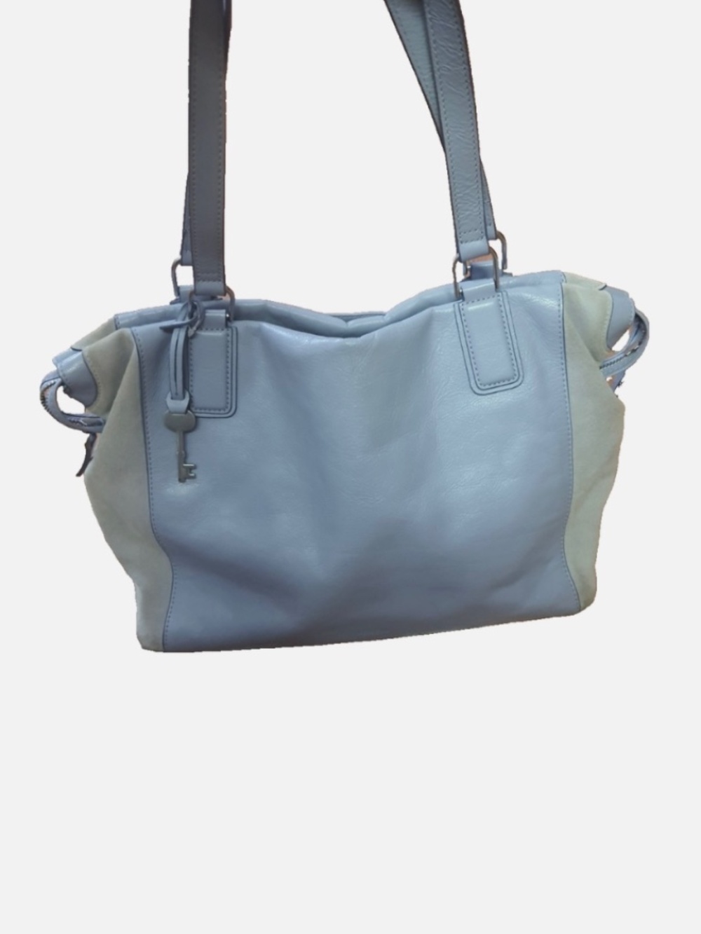 Fossil Jacqueline Satchel Gray/Blue Cow Hide Leather Shoulder Bag